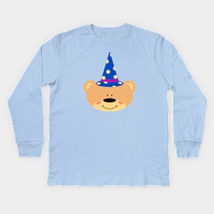 Teddy bear with Wizzard Hat Kids Long Sleeve T-Shirt